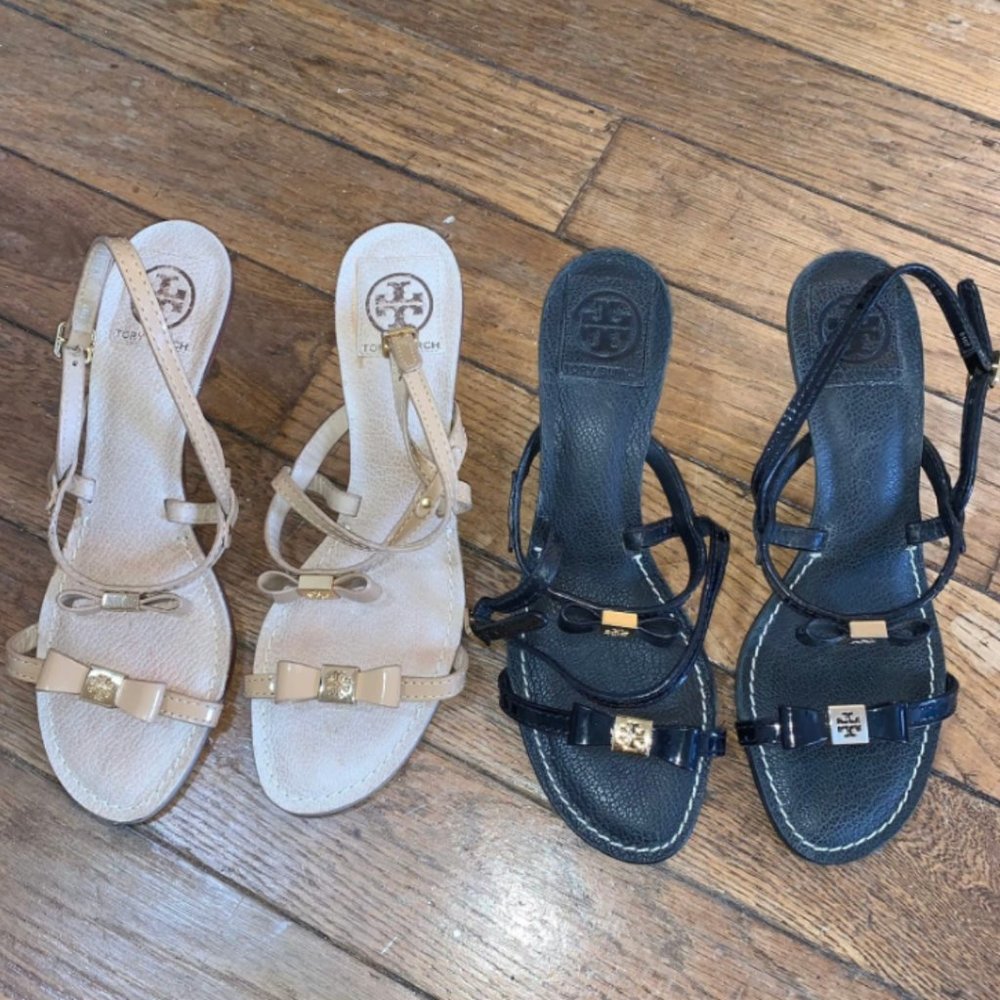 Tory Burch Beige and Black Sandals